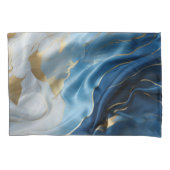 Blauw wit marmer met gouden zijde look kussensloop (Voorkant)