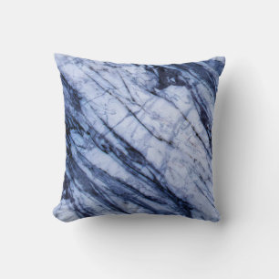 Blauw & Wit Marmer Steen Swirl Modern Chic Kussen