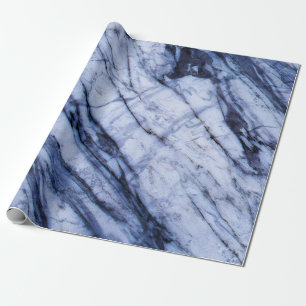 Blauw & Wit Marmer Werveltje Modern Chic Party Cadeaupapier