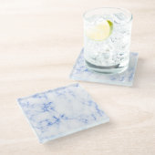 BLAUW-WIT MARMEREN GLAZEN ONDERZETTER (Schuin)