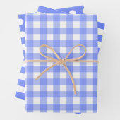 Blauw Wit Matching Patterns Gingham Stippen Gestre Inpakpapier Vel (In situ)