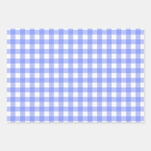 Blauw Wit Matching Patterns Gingham Stippen Gestre Inpakpapier Vel (Voorkant)