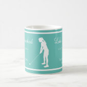 Blauw Wit meer naam Lady golfer silhouet Koffiemok (Center)