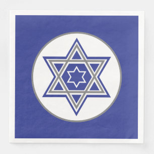 Blauw & Wit Meerdere Davidsterren Ontwerp Servet