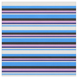 Blauw, wit, Midnight Blue, plum & Black Colour Stof