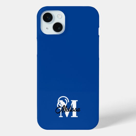 Blauw-wit minimalistische monografie Case-Mate iPhone case (Achterkant)