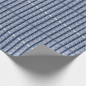 Blauw wit modern Waterverf Stripe Patroon Cadeaupapier (Hoek)