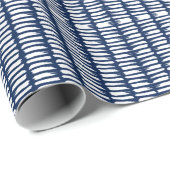 Blauw wit modern Waterverf Stripe Patroon Cadeaupapier (Rol Hoek)