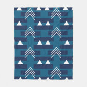 Blauw Wit Moderne Geometrische Fleece Deken (Voorkant)