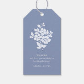 Blauw & Wit Monogram Bruiloftsgeschenk Label Cadeaulabel (Voorkant)