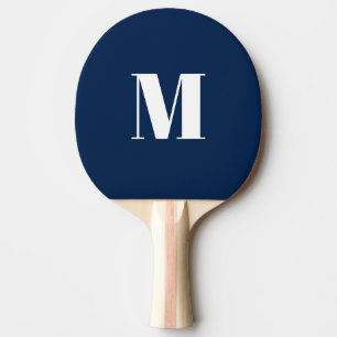Blauw-wit monogram initiaal aanpassen tafeltennisbatje