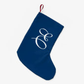 Blauw & Wit Monogram Kerstmis Kous Kleine Kerstsok (Voorkant (Hangend))
