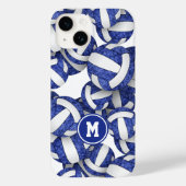 Blauw wit monogram meisjesvolleyballen patroon Case-Mate iPhone case (Achterkant)