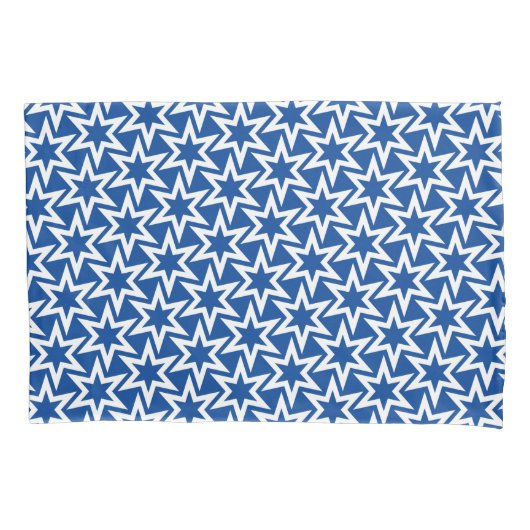 Blauw-wit motief | Geometrisch sterpatroon Kussensloop (Voorkant)