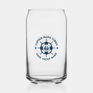 Blauw Wit Nautisch Boat Wheel  Boat Blikvorm Glas