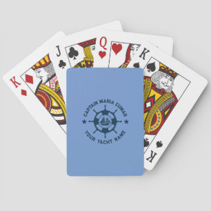 Blauw Wit Nautisch Boat Wheel Boat Pokerkaarten