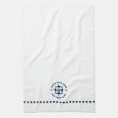 Blauw Wit Nautisch Boat Wheel Boat Theedoek (Verticaal)