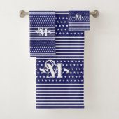 Blauw Wit Onafhankelijkheidsdag Star & Stripe Mono Bad Handdoek (Insitu)