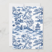 Blauw & Wit Pagoda Chinoiserie Toile Wedding Kaart (Achterkant)