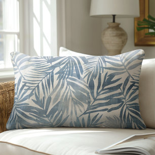 Blauw & Wit Palmblad Kussen