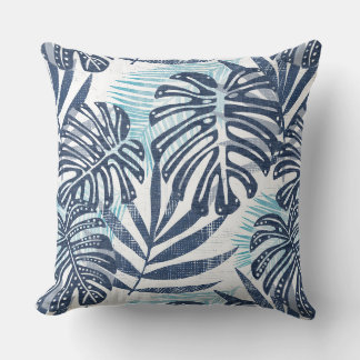 Blauw & wit palmblad Sierkussen