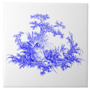  Blauw & Wit Pastoraal Schapen & Konijnen Tegeltje