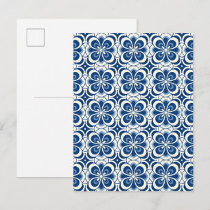 Blauw & wit patroon achtergrond briefkaart