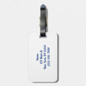 Blauw wit patroon bagagelabel (Achterkant verticaal)