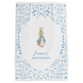 Blauw Wit Peter het Konijn Beatrix Baby shower Medium Cadeauzakje (Achterkant)