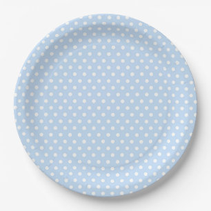 Blauw Wit Polka Dot Papier Borden Papieren Bordje