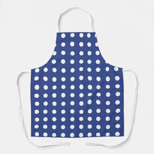 Blauw Wit Polka Dots Baker Schort (Voorkant)