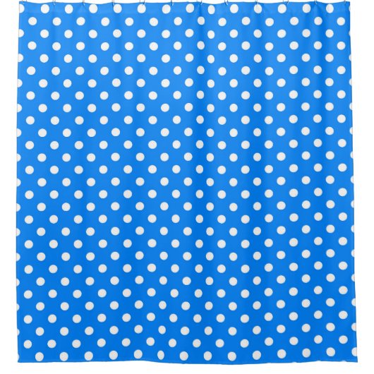 Blauw Wit Polka Dots Design Douchegordijn (Voorkant)