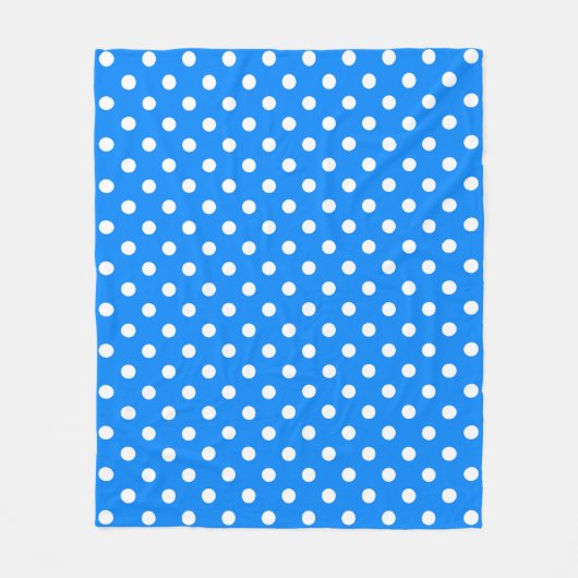 Blauw Wit Polka Dots Design Fleece Deken (Voorkant)
