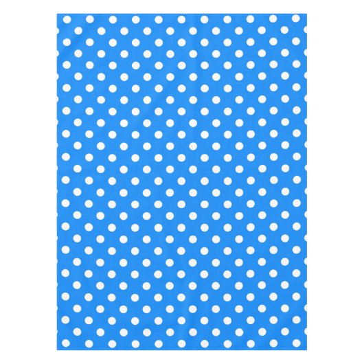 Blauw Wit Polka Dots Design Tafelkleed (Voorkant)