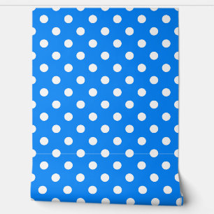 Blauw Wit Polka Dots Patroon Wanddecoratie Behang