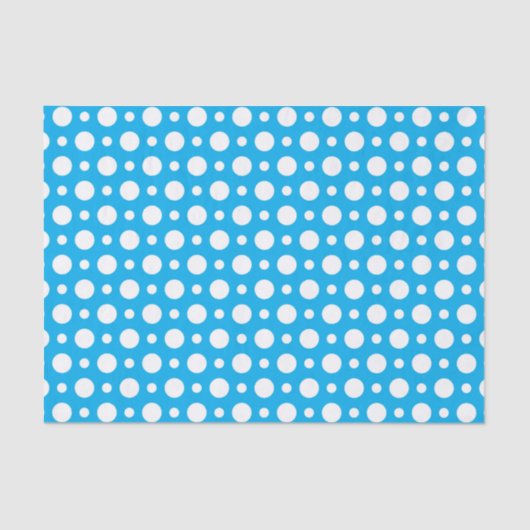 BLAUW & WIT POLKA STIPPEN PATROON TISSUEPAPIER (Voorkant)