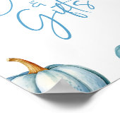 Blauw Wit Pompoen Herfst Herfst Kaarten & Geschenk Poster (Hoek)