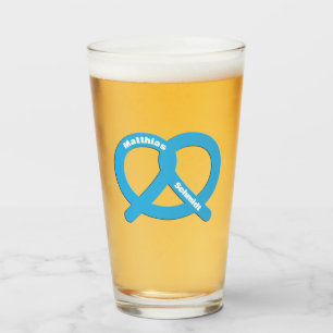 Blauw-wit Pretzel Grappige Brezel Oktoberfest Glas