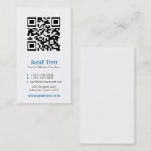Blauw wit qr code afbeelding media visitekaartje (Voorkant / Achterkant)