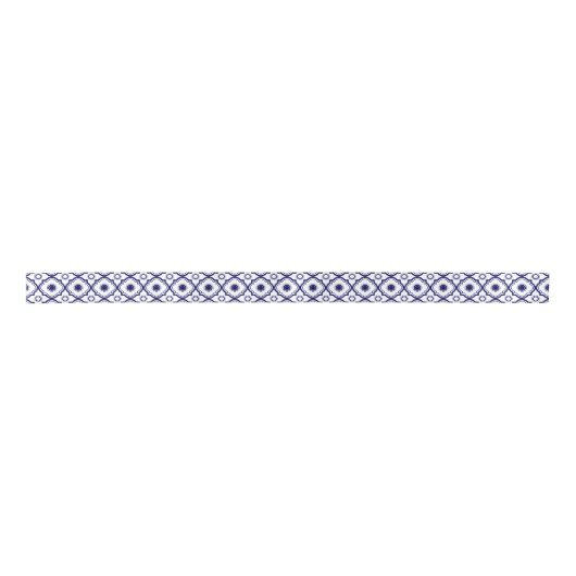 Blauw & Wit Quatrefoil Patroon Lint (Voorkant)
