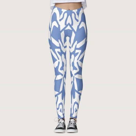 Blauw & wit "Ratti_Creative_Arts" Leggings (Voorkant)