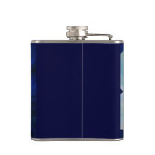 Blauw wit romantisch pioen waterverf schilderij heupfles (Achterkant)