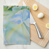 Blauw wit romantisch pioen waterverf schilderij theedoek (Quarter Fold)