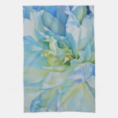 Blauw wit romantisch pioen waterverf schilderij theedoek (Verticaal)