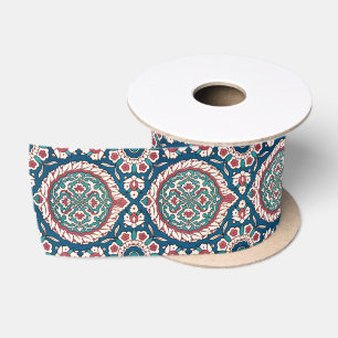 Blauw Wit Rood Blauwgroen Oosters Azulejo Patroon Lint