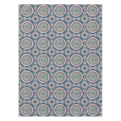 Blauw Wit Rood Blauwgroen Oosters Azulejo Patroon Tafelkleed (Voorkant)