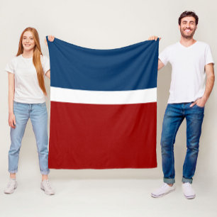 Blauw Wit Rood Kleurenblok Stijlontwerp Fleece Deken