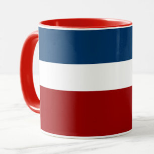 Blauw Wit Rood Kleurenblok Stijlontwerp Mok