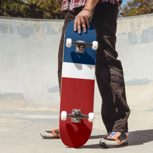 Blauw Wit Rood Kleurenblok Stijlontwerp Skateboard