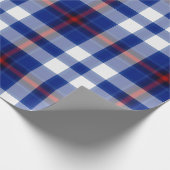 Blauw Wit Rood Tartan Plaid Cadeaupapier (Hoek)